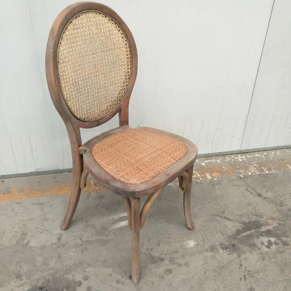 Wood Round Rattan Back Chair
