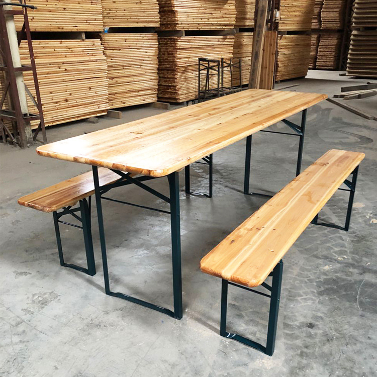 Wood Folding Beer Table and Bench Set